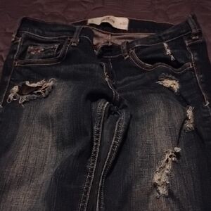 Hollister Dark Blue Distressed Skinny Jeans